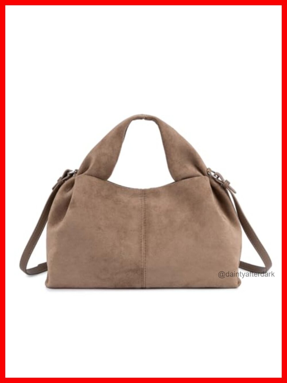 Faux Suede Hobo Bag Half-Moon Shoulder Handbag Soft Tote Purse